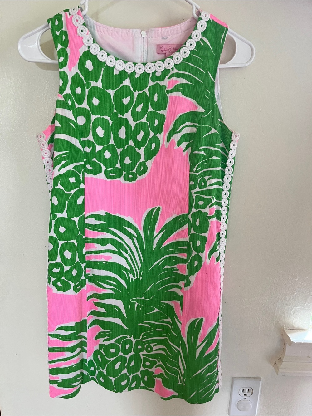 Lilly Pulitzer Pink and Green Sleeveless Shift Dress - Girls 14